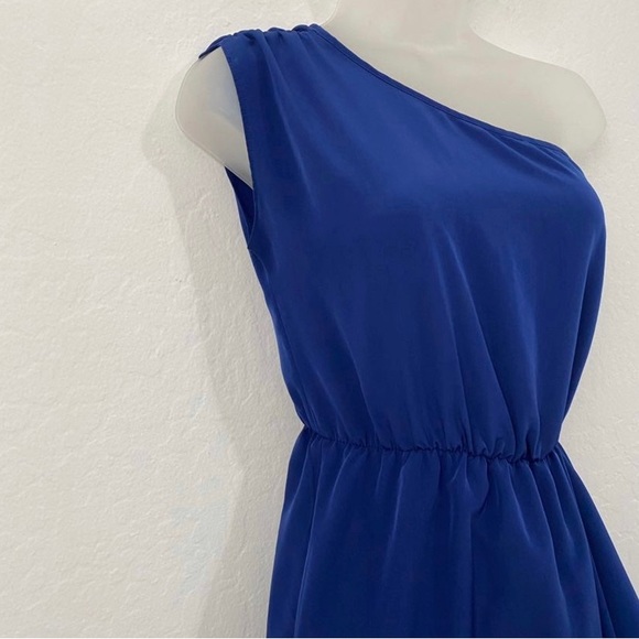 Asos Women’s 2 Dark Blue One Shoulder Classic Midi Dress Bodycon - Picture 2 of 8